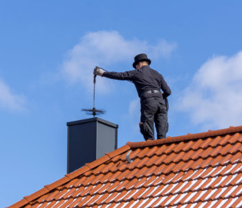 man cleaning the chimney